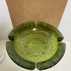 Vintage Sereno green glass ashtray MCM cigars 8.5 inches